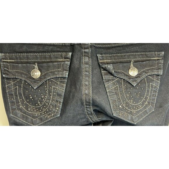 True Religion World Tour Jodie Womens Jeans Size 27 Stretch Denim Raw Hem Dark W - Picture 10 of 10